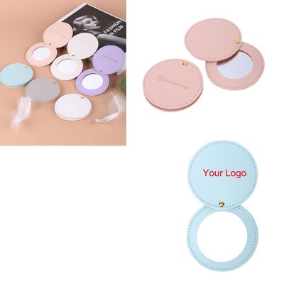 Portable Pocket Round PU Makeup Mirror