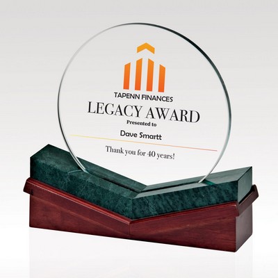 Jade Glass Cherry Award - 8" W