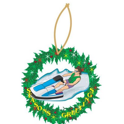 Jet Ski & Wreath Ornament w/ Clear Mirrored Back (4 Square Inch)