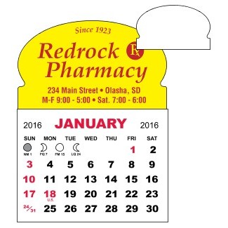 1 Month View Adhesive Calendar Pad w/Oval Top