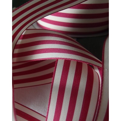 Fuchsia Striped Polyester Blend Ribbon