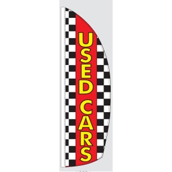 8' Poly-Knit Stock Feather Flag (Used Cars w/Checkered Flag Background)