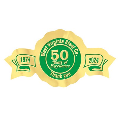 Embossed Foil Seal | Circle | 1 1/4" x 2 1/2" | Side Banners | 1 Color