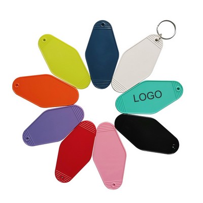 3.5" Rhombus Plastic Motel Tag/Hotel Keychain w/Ring