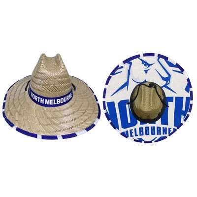 Straw Lifeguard Beach Hat w/Custom Band & Underneath Brim Printed
