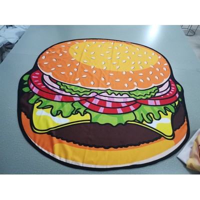 63 x 63 inch Hamburger Shape Custom Shape Towel Soft Microfiber Beach Towels - One Side Printing