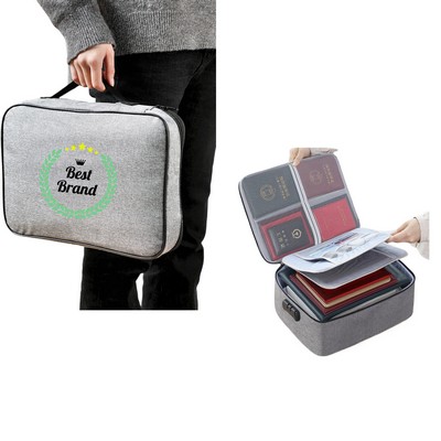 Waterproof Zipper Document Bag with Lock