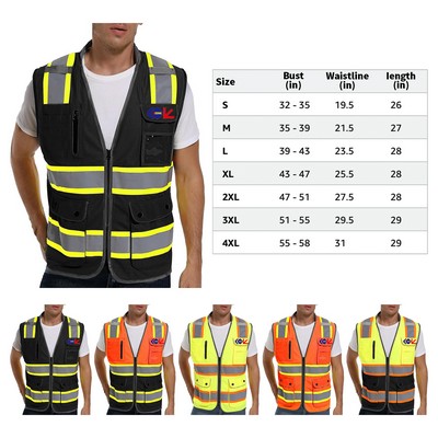 Reflective Safety Vest High Visibility Construction Vest Dual Tone Reflective Strips