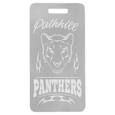 3.875" x 2" Silver Anodized Aluminum Luggage Tag