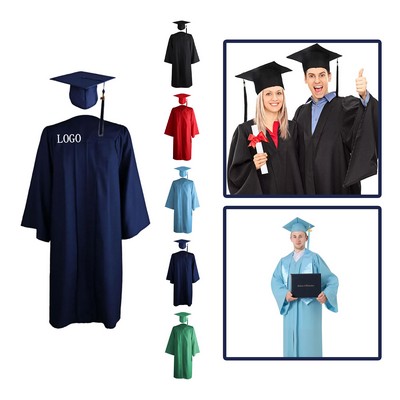 Polyester Graduation Cap and Gown Set (45", 48", 51", 54", 57", 60", 63")