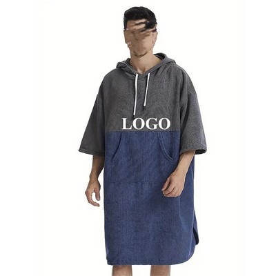 Quick-Dry Beach Hooded Robe W/ Front Pocket