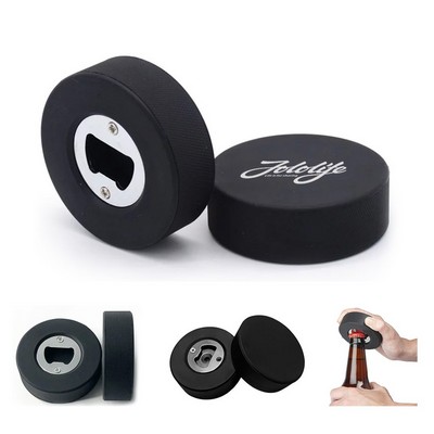 Rubber Ice Hockey Puck Bottle Opener