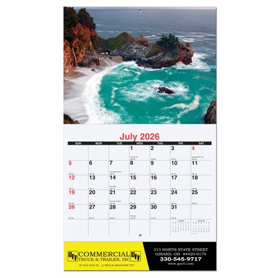 American Coast Monthly Wall Calendar w/Coil Bound (10 5/8"x18¼")