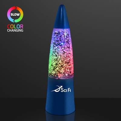 Imprintable Light Up Glitter Rocket Lamp w/ Blue Shell - Domestic Print