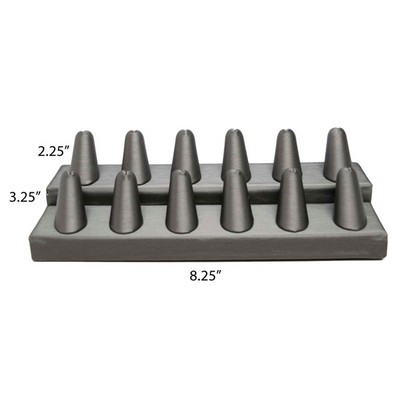 12 Finger Steel Gray Ring Holder Jewelry Display