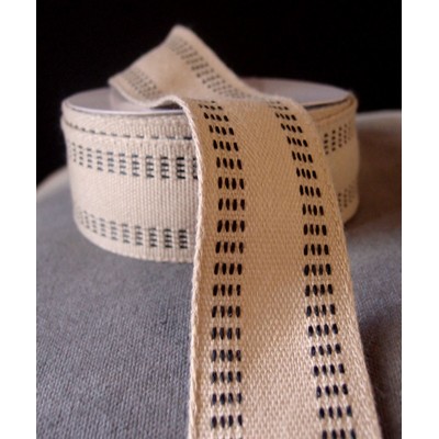 Burlap Webbing Ribbon w/Black Stitching