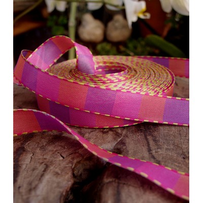Purple, Red & Hot Pink Color Blocked Woven Ribbon