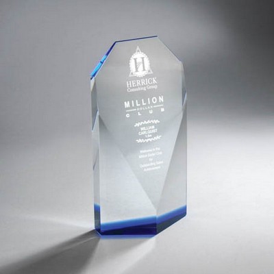 Clear Crystal Diamond Face with Blue Bottom, Small (4"x7.75"x1.75")