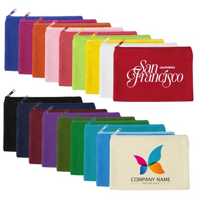 9" x 6" Solid Color Cotton Canvas Multi Purpose Organizer Zipper Pouch