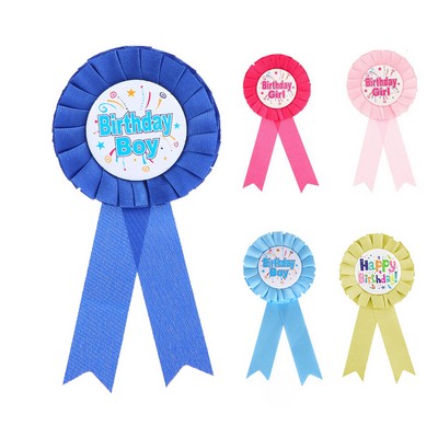Baby Shower Tinplate Badge W/Ribbon