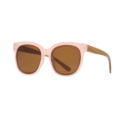 Emry Eco-Sustainable Polarized Sunglasses w/Matte Pink/Wood Brown Frame