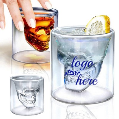 Double Layer Design Skull Whiskey Glass