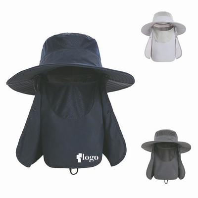 Outdoor Wide Brim Fishing Hat With Face Neck Flap