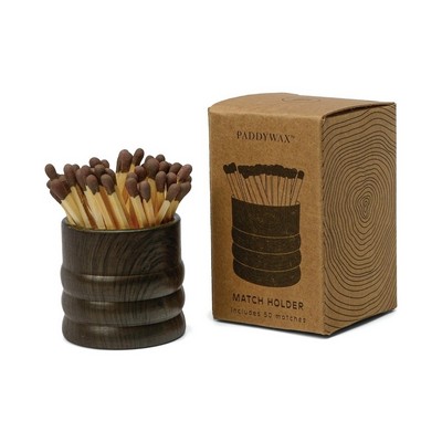 Grain Dark Brown Ceramic Wood Match Holder Packaged In Box - 50 Count Of Ma
