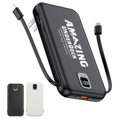 10,000mAh PD Fast Charging Power Bank Built-In Input Plug