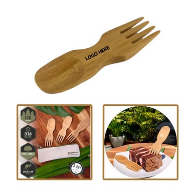 Eco-Friendly Mini Bamboo Utensil Set: Fork and Spoon Combo