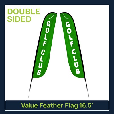 Value 16.5' Feather Flag - Double Sided w/Spike Base and Carry Bag