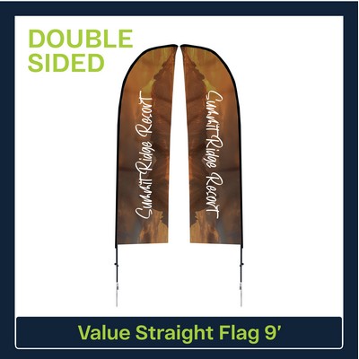 Value 9' Straight Flag - Double Sided w/Spike Base and Carry Bag