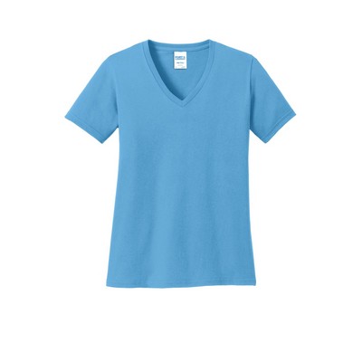 Port & Company Women's Core Cotton V-Neck Tee.