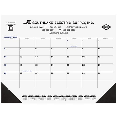 Black & Black Calendar Desk Pad w/One Color Imprint (21¾" x 17")