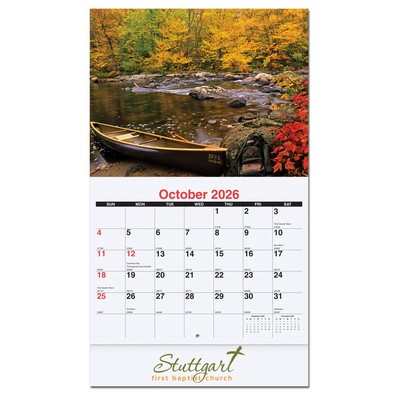 Scenic Water Monthly Wall Calendar w/Stapled (10 5/8"x18¼")