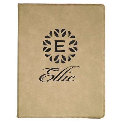 9.5" x 12" Light Brown Leatherette Portfolio with Notepad