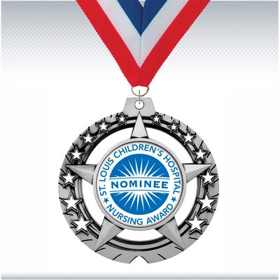 3 3/4" Antique Silver Star Insert Medal