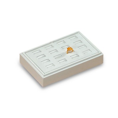 White Leatherette 16 Ring Slot Tray