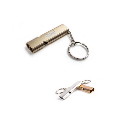 Double Hole Aluminum Whistle with Keyring