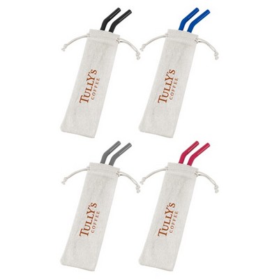 Reusable Stainless Steel Two Straw Set