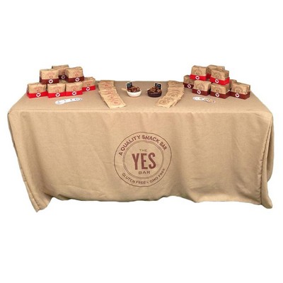 6' Custom Printed Faux Burlap Fitted Table Cover - All Over Print