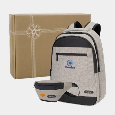 RejuVe® MILANO Heather Executive Business Backpack & MILANO Two-Tone Fanny Pack Gift Set