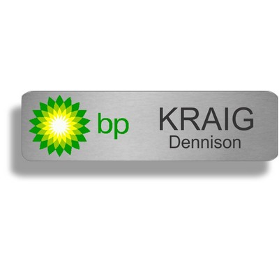Brushed Silver, Full Color, Thick Metal Badge (3/4" x 2 3/4")