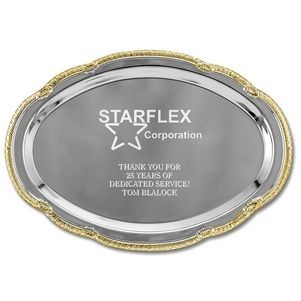 Scalloped Oval Tray w/ Gold Border