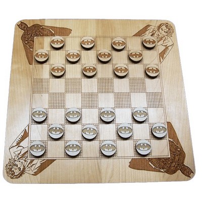 11" x 11" - Hardwood Game - Checkers Board and Pieces