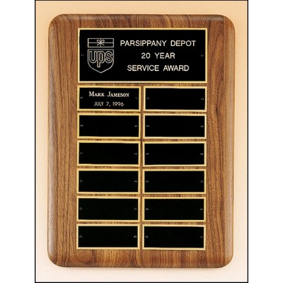 Solid American Walnut Perpetual Plaque w/2 Plate Combinations (11"x15")