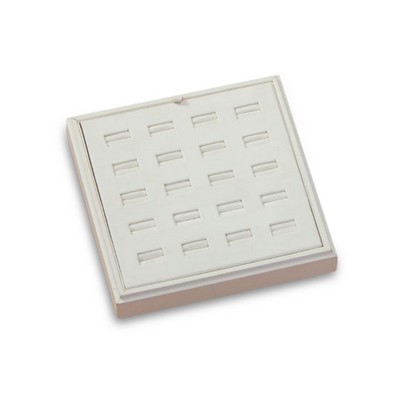 White Leatherette 20 Ring Slot Tray