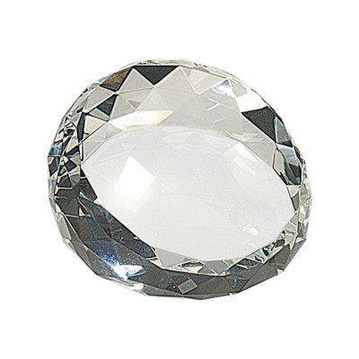 2.5" x 1.75" Clear Round Crystal Facet Paperweight