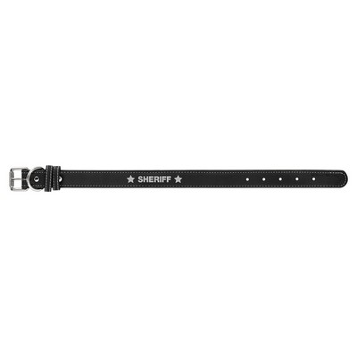 15" x 3/4" Black/Silver Leatherette Dog Collar
