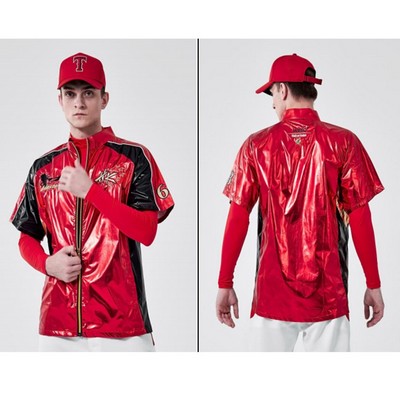 Premium Short Sleeve Full Zip Bright Film Baseball Windbreaker - Men, Kids